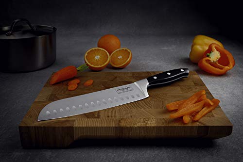 Probus Santoku knife 34 cm, hand sharpened premium kitchen knife, stainless steel universal knife for cutting and chopping, ergonomic & non-slip handle (blade: 20 cm), quantity: 1 piece