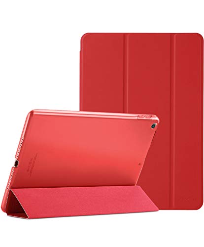 ProCase Funda iPad 9,7" 6.ª 2018/5.ª 2017, Estuche Delgado Ligero Carcasa con Soporte Tapa Inteligente Reverso Translúcido para iPad 9,7 Pulgadas –Rojo