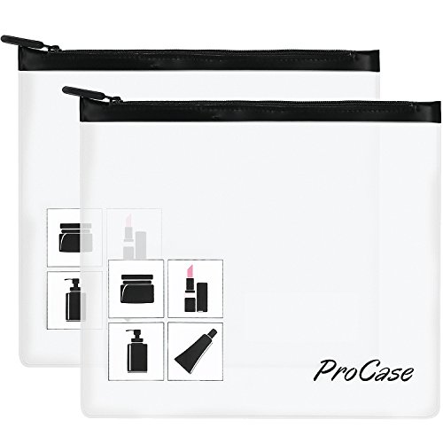 Procase Neceser Translúcido para Avión, 2 uds. 1 litro Bolso Aseo Mateado de Viaje para Llevar Equipaje de Mano a Bordo en Cabina, Neceser con Cremallera para Líquidos Gel Perfume Crema Envase