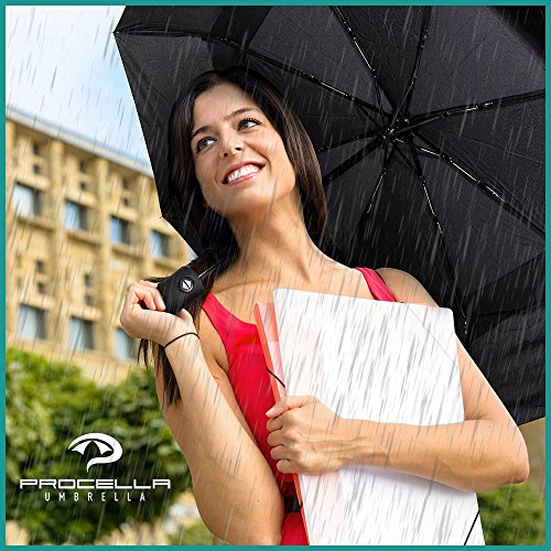 Procella Paraguas Plegable Automático – 100% Impermeable y Compacto Antiviento Apertura y Cierre Automáticos Ligero y Resistente Protege de Lluvia y Viento Color Negro