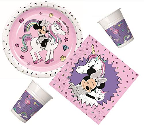 Procos 10133061 - Kit de Fiesta para cumpleaños Infantil (tamaño pequeño), diseño de Minnie Mouse y Unicornio, Multicolor