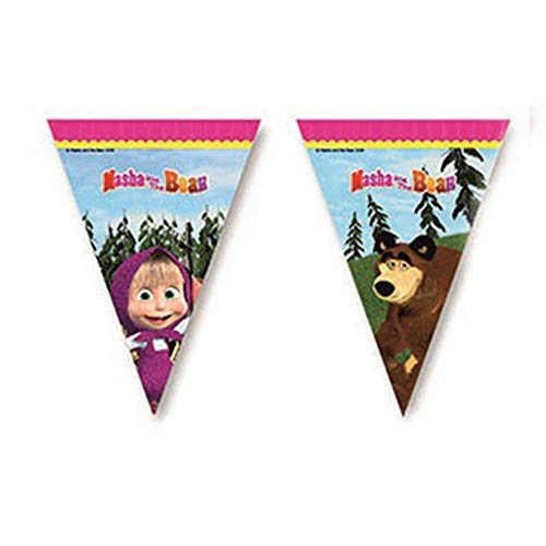 Procos 86563 - Guirnalda de banderines de Masha y el Oso, 2,3 m, multicolor