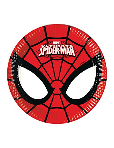 Procos 86669 – Platos Papel Ultimate Spider Man power, Ø20 cm, 8 piezas, rojo/negro