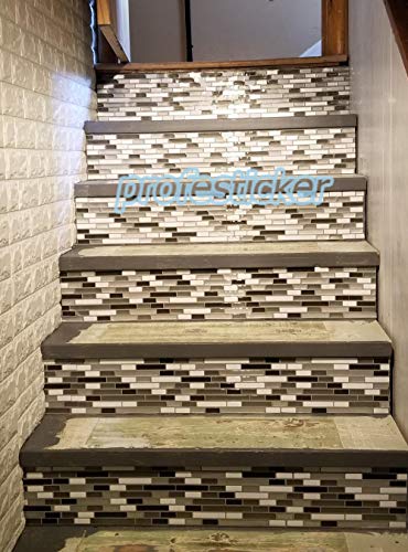 Profesticker Vinilo Azulejo Adhesivo Cenefa 3D Auto-Adhesivo Pegatina Pared Baldosa Revestimiento Decorativo Impermeable Cocina Baño (12Pulgadas) (6Laminas) (Mosaico Negro-Gris-Blanco Pequeño)