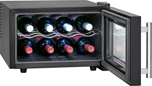 Proficook GK 1162 Vinoteca 8 botellas enfriamiento termoeléctrico, 21 litros, ajuste electrónico de la temperatura, panel táctil, display, luz interior, Clase Climática N, Clase energética A