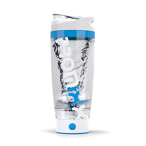 PROMiXX iX (modelo 2019) - Mezclador tornado original, diseño de alta calidad, shaker a pilas con tecnología X-Blade 600ml (Blanco/Azul)