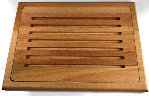 Prosharp® - Tabla de cortar para pan, madera maciza de haya natural, bandejas para queso, charcuterias, 26 x 36 cm