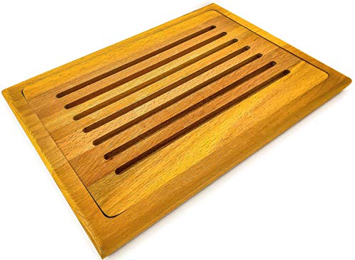 Prosharp® - Tabla de cortar para pan, madera maciza de haya natural, bandejas para queso, charcuterias, 26 x 36 cm