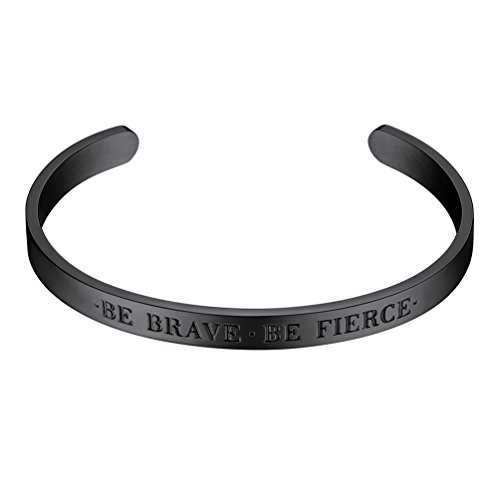 PROSTEEL Be Brave Be Fierce Cuff Bangel for Woman Stainless Steel Regalo Ideal