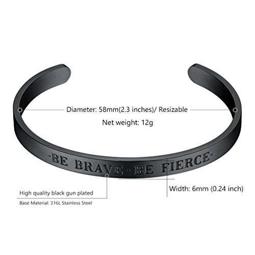 PROSTEEL Be Brave Be Fierce Cuff Bangel for Woman Stainless Steel Regalo Ideal