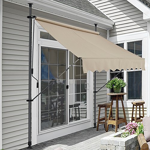 [pro.tec] Toldo articulado con armazón - Color de Arena - 200 x 120 x 200-300 cm - Toldo Enrollable terraza balcón - Protector de Sol - Parasol