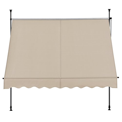 [pro.tec] Toldo articulado con armazón - Color de Arena - 200 x 120 x 200-300 cm - Toldo Enrollable terraza balcón - Protector de Sol - Parasol