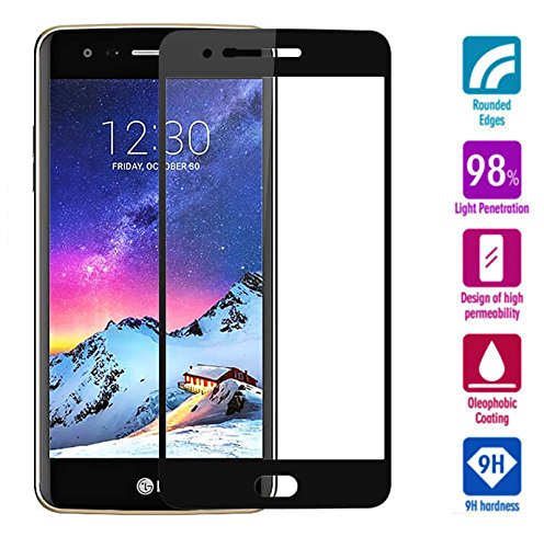 Protector de Pantalla Completa para LG K10 2017 de Dureza de 9H sin Burbujas ( Negro) .Full Cover LG K10 2017 Cristal Vidrio Templado Premium de Cobertura Completa con Bordes Redondeados. ( Negro)