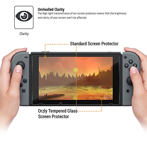 Protector de Pantalla para la Nintendo Switch - Protector de Pantalla de Prima de Cristal Templado de Orzly - Pack de DOS para la Pantalla de 6.2 pulgadas de la Nintendo Switch