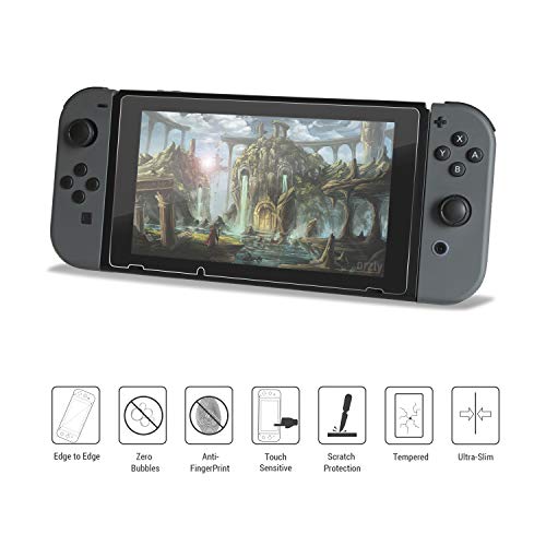 Protector de Pantalla para la Nintendo Switch - Protector de Pantalla de Prima de Cristal Templado de Orzly - Pack de DOS para la Pantalla de 6.2 pulgadas de la Nintendo Switch