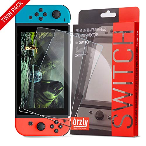 Protector de Pantalla para la Nintendo Switch - Protector de Pantalla de Prima de Cristal Templado de Orzly - Pack de DOS para la Pantalla de 6.2 pulgadas de la Nintendo Switch