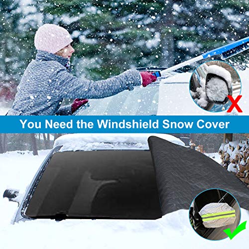 Protector para Parabrisas, otumixx Protector de Parabrisas Magnético Cubierta de Parabrisas para Coche Protege de Hielo, Nieve Viento y Lluvia, Funda Plegable Parabrisa Delantero Universal, 186x120cm