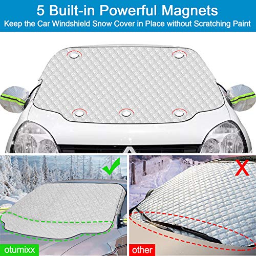 Protector para Parabrisas, otumixx Protector de Parabrisas Magnético Cubierta de Parabrisas para Coche Protege de Hielo, Nieve Viento y Lluvia, Funda Plegable Parabrisa Delantero Universal, 186x120cm