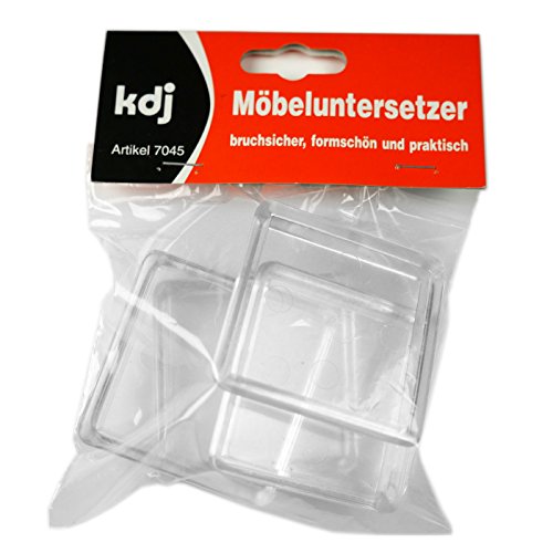 Protectores caperuzas para patas sillas mesas muebles, transparente, 50 x 50 mm al interior - 4 piezas - Fabricado en Alemania