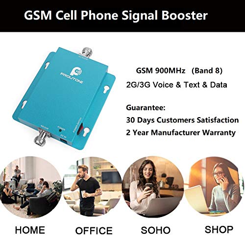 Proutone Amplificador de Señal Móvil 3G Señal de Datos gsm 2G Llamadas para Zonas Rurales, Urbanas, Casa, Oficina-Amplificador de Cobertura Móvil de 900 MHz-Compatible con Todos los Teléfonos Móviles