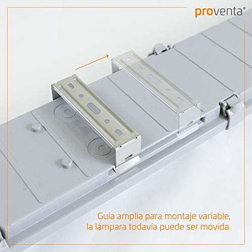 proventa® Luminaria LED estanca IP65 120 cm a prueba de humedad y polvo. Set ahorro 4 uds. Tubos LED incluidos 4.000K 18W 3.600 lúmenes. Pantalla policarbonato con protección IK08. Clase energética A+