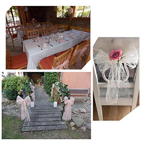 PsmGoods® - Rollo de cinta de encaje vintage para sillas, camino de mesa, bodas, eventos, decoración de mesa