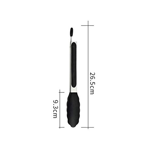 Pubiao Pinzas de Cocina 9" Pinzas de silicona antideslizantes de cocina de acero inoxidable de primera calidad Juego de pinzas de cocina para asar, servir, freír y cocinar-Negro