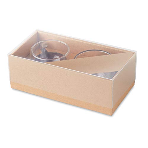 Publiclick Juego de 2 Tazas para café Espresso de Doble Pared con Plato de bambú. Presentado en Caja de Papel Kraft. Capacidad 90 ml. Elegantes Tazas con Platos de bambú