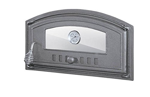 Puerta Del Horno para pizza Horno Puerta Madera del Horno Puerta Horno de piedra para puerta de hierro fundido con disco Horno y termómetro, medidas exteriores: 490 x 280 mm, öffnungsrichtung: Derecho