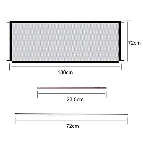 Puerta mágica para Mascotas o Bebés, Barrera Seguridad Perros, Puerta de Perro, Barrera para Perro, Plegable y portátil,ideal para perros o gatos,en escaleras en interiores y exteriores,180 x 72 cm