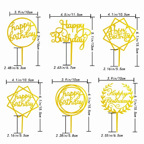 Pulluo 6pcs Topper de Pastel de Cumpleaños Decoración para Tarta Cupcake Toppers Inserto de Pastel de Cumpleaños para Bautizo de Bebe Fiesta Temática