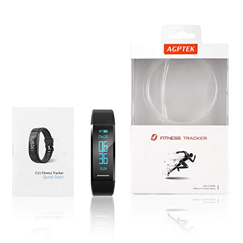 Pulsera de Actividad Inteligente Impermeable IP67, AGPTEK Reloj Deportivo con GPS Podómetro, Monitor de Ritmo, Calorías, Sueño Notificación etc para Hombre Mujer Niños, Negro C11