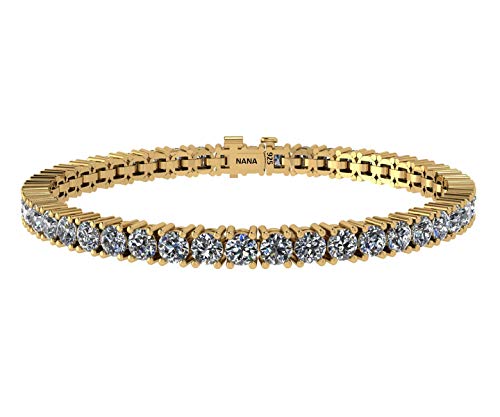 Pulsera tipo Diamantes, de plata y circonita - de 3.0, 3.5, 4.0, 5.0, 5.5, o 6.0 mm de diámetro – 17.8 o 20.3 cm de largo. (7" plata chapada en oro amarillo -3.5mm-7.5 ct peso total)