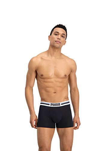 Puma Placed Logo - Pack de 2 bóxers para hombre, color negro, talla M