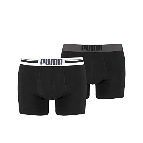 Puma Placed Logo - Pack de 2 bóxers para hombre, color negro, talla M