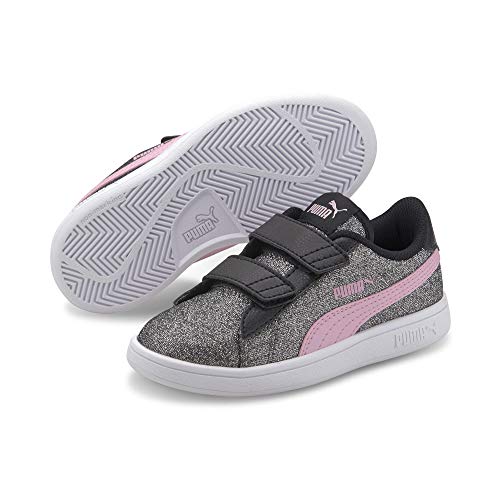 PUMA Smash V2 Glitz Glam V PS, Zapatillas para Niñas, Negro Black/Pale Pink, 33 EU