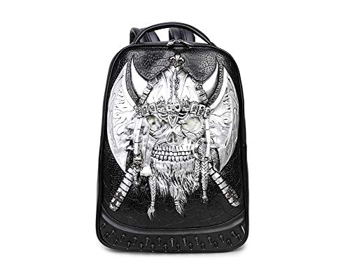 Punk Style - Mochila de Piel sintética para Hombre y Mujer, Color Plata, tamaño Talla única