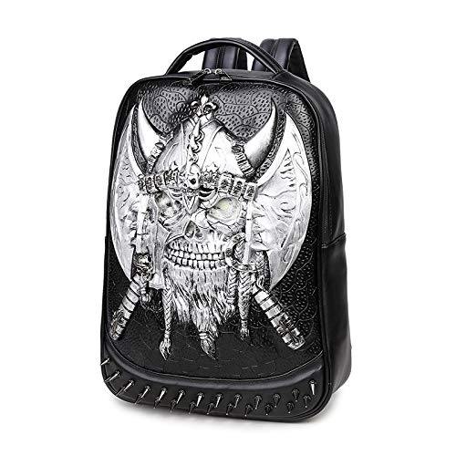 Punk Style - Mochila de Piel sintética para Hombre y Mujer, Color Plata, tamaño Talla única