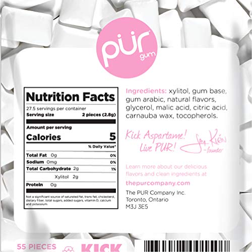 PUR Gum Aspartame Free, Bubble Gum, 2.8 Ounce