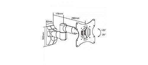 PureMounts LM-TS32E Soporte de pared para televisores de 25-107 cm (10-42 "), VESA 200x200, inclinable: +/- 20 °, giratorio: +/- 90 °, distancia de la pared: 100-470 mm, carga máxima: 30 kg, gris