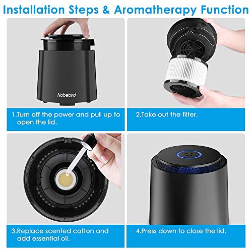 Purificador de Aire Portátil con Filtro HEPA Verdadero, USB Filtro de Aire de Escritorio, con Función de Aromaterapia, Luz Nocturna, Eliminar Caspa de Mascotas, Polen, Olores