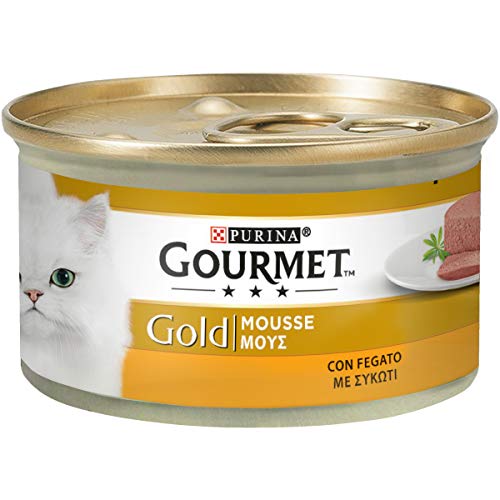 Purina Gourmet Gold - Mousse con Hégado, 24 latas de 85 g Cada una, 24 x 85 g