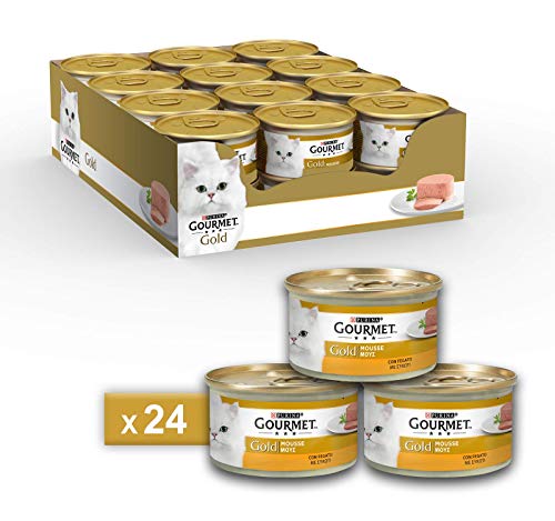 Purina Gourmet Gold - Mousse con Hégado, 24 latas de 85 g Cada una, 24 x 85 g