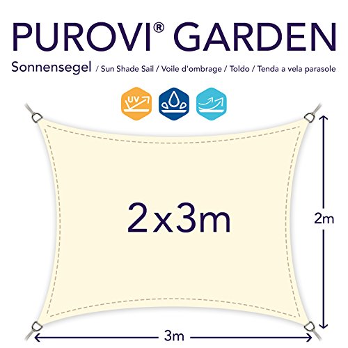 Purovi® Toldo Rectangular | Varias Dimensiones | Protección UV | PES Impermeable | 2 x 3 m