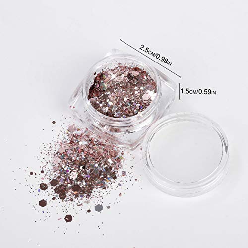 Purpurinas Polvo 12 Colores Chunky Glitter Paillette Brillante Decoración para Cara Maquillaje Pelo Arte Corporal Uñas y Mejilla