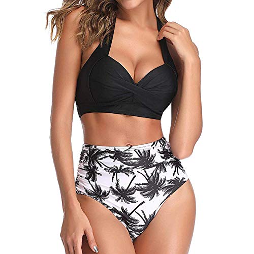 Push Up Halter - Bikini de cintura alta para mujer, traje de baño de verano para mujer y niña, 2020, traje de baño de tankini de talla grande 3XL - - Medium