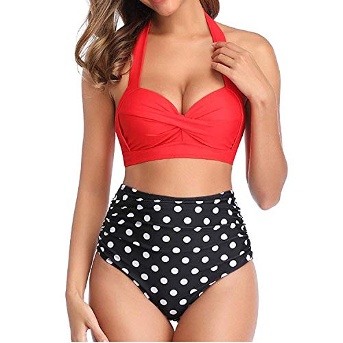 Push Up Halter - Bikini de cintura alta para mujer, traje de baño de verano para mujer y niña, 2020, traje de baño de tankini de talla grande 3XL - - Medium