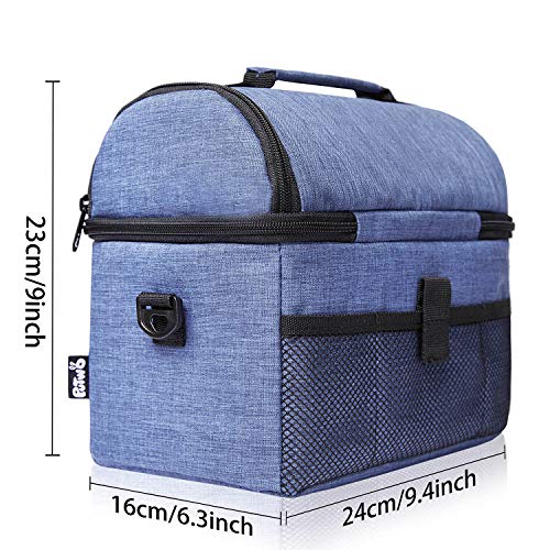 PuTwo Térmica Porta Alimentos 8L Hermética Bolsa Térmica Plegable Bolso Nevera Térmica Tela Bolsas Térmicas para Llevar Comida Nevera Almuerzo para Adulto Niños Trabajo Playa Viaje -Vaquera Azul