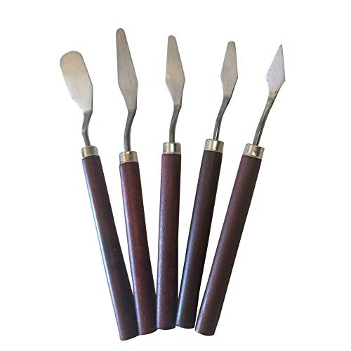 PXNH 5Pcs Kit Profesional Paleta Cuchillo Pintura Raspador Mezcla Espátula Pintura Bellas Artes Acero inoxidable