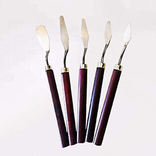 PXNH 5Pcs Kit Profesional Paleta Cuchillo Pintura Raspador Mezcla Espátula Pintura Bellas Artes Acero inoxidable